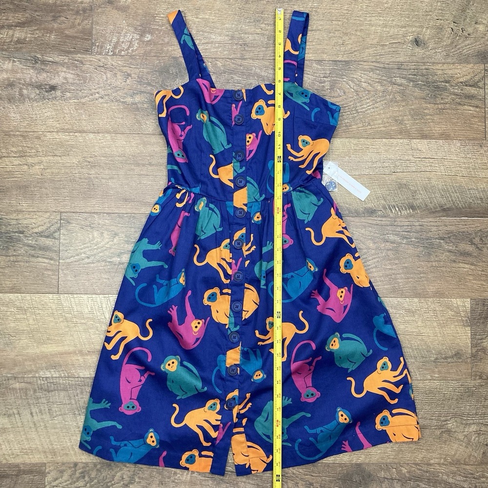 ModCloth NWT Fit and Flare Vintage Inspired Retro Summer Dress Blue Monkey sz 0 - Picture 10 of 11